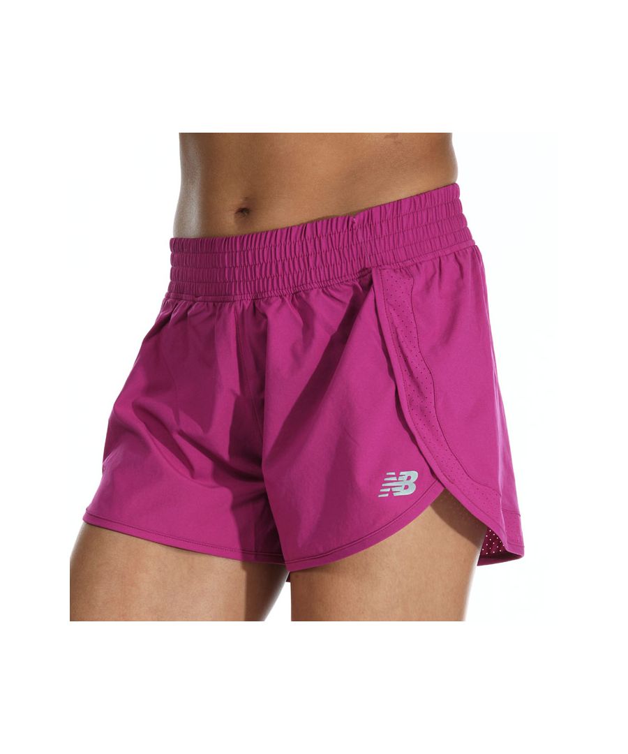 New Balance Womenss Printed Fast Split Shorts in Pink - Size 4 UK