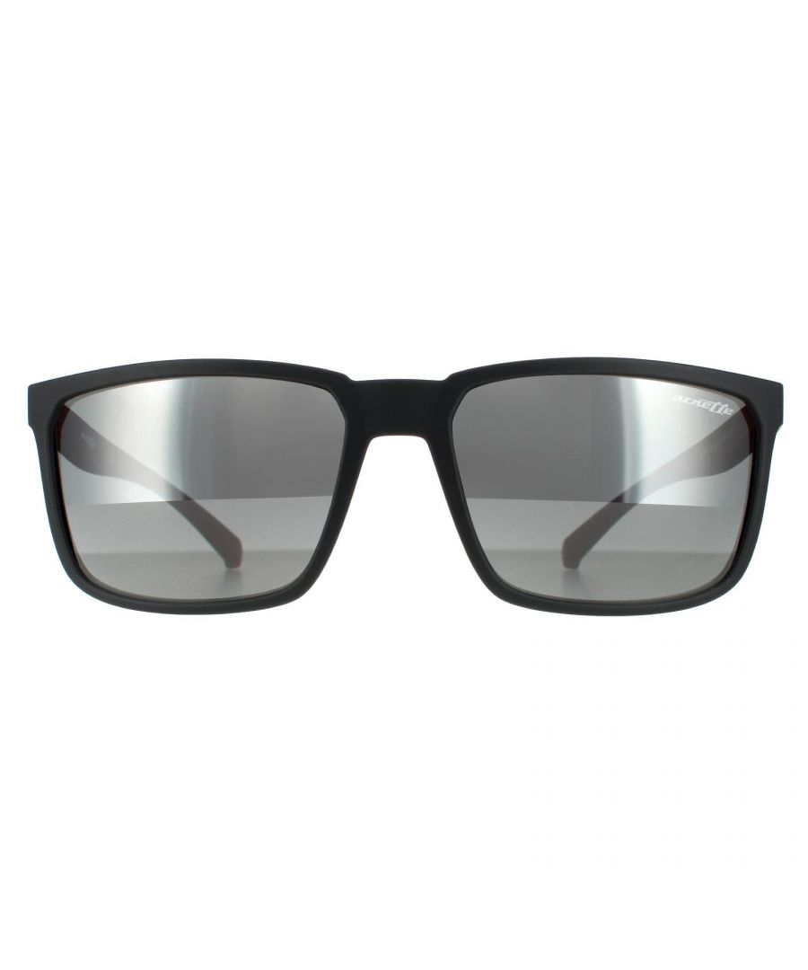 Arnette Rectangle Mens Matte Grey Silver Mirror Sunglasses - One Size