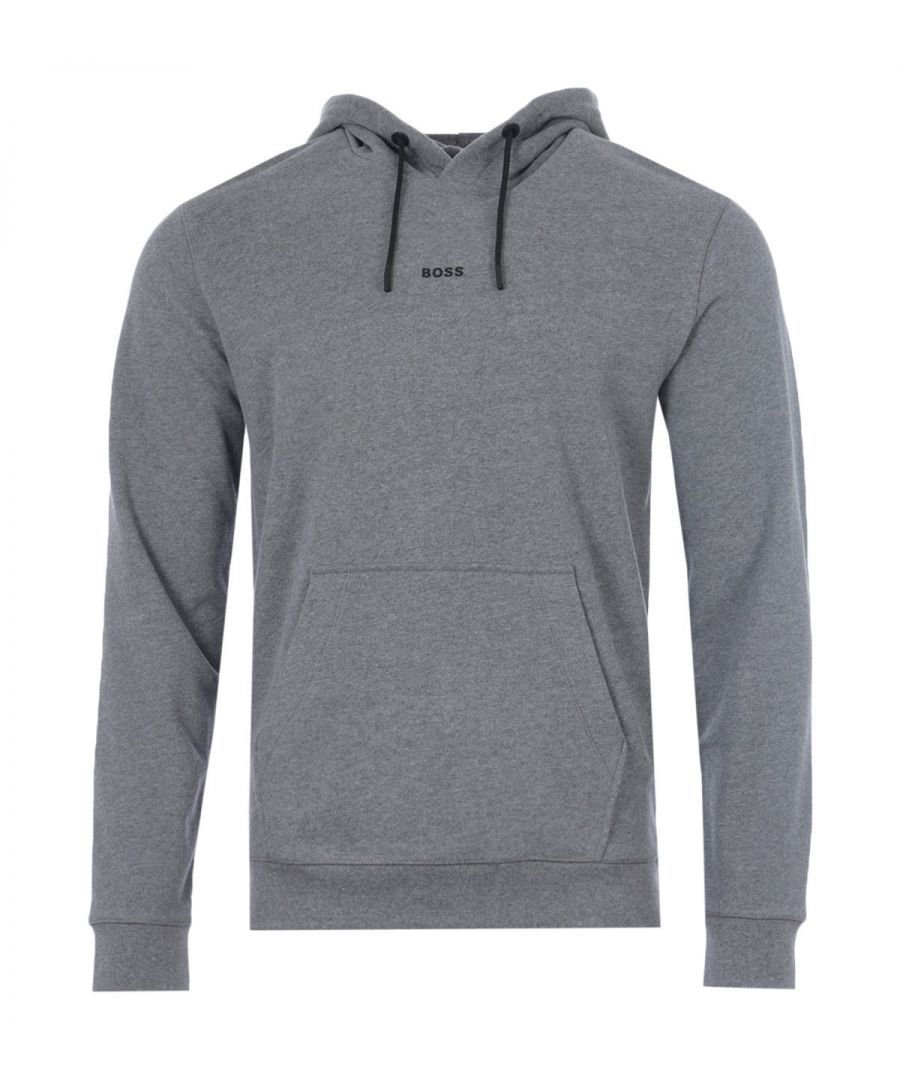 This contemporary hooded sweatshirt from BOSS has been given a sustainable upgrade for the new season and is crafted from French terry made from soft sustainable cotton blended with recycled polyester, providing comfortable all day wear. Cut to a relaxed fit perfect for a laid back look and features a classic pullover design with an adjustable drawstring hood, ribbed trims and a kangaroo pocket. Finished with the iconic BOSS logo rubberised, centre chest.Cotton made in Africa - an initiative of the Aid by Trade Foundation, one of the world\'s leading standards for sustainably produced cotton.Relaxed Fit, Sustainable French Terry Fabric, Adjustable Drawstring Hood, Kangaroo Pocket, Ribbed Cuffs & Hem, BOSS Branding. Style & Fit:Relaxed Fit, Fits True to Size. Composition & Care:83% Cotton, 17% Recycled Polyester, Machine Wash.