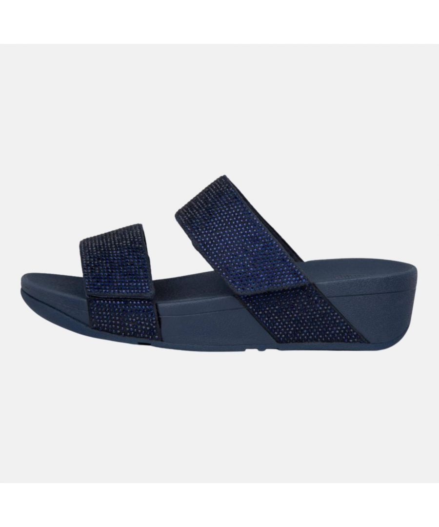 Womens FitFlop Mina Crystal Slide Sandals in Midnight Navy