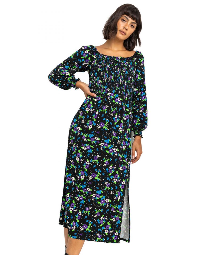 Square Neck Floral Maxi Dress