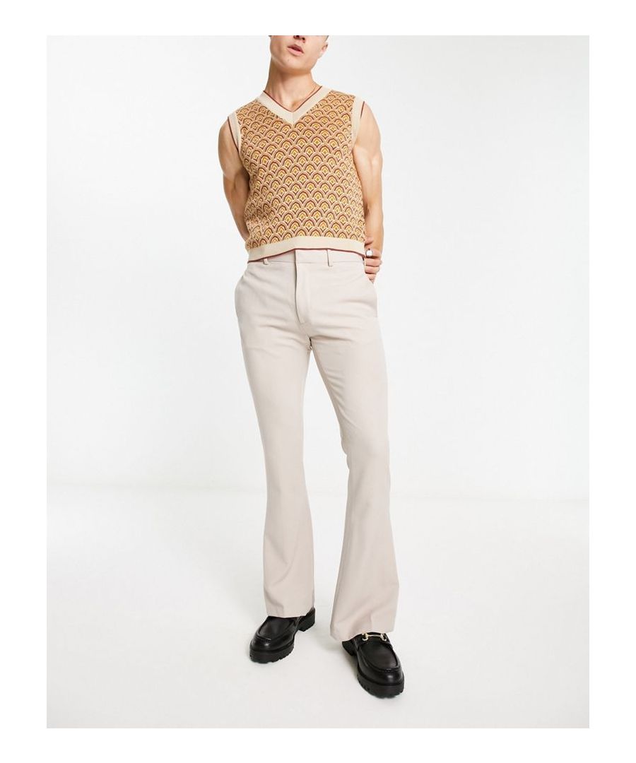 Trousers & Chinos by ASOS DESIGN Style refresh: pending Regular rise Belt loops Functional pockets Flared skinny fit Sold by Asos