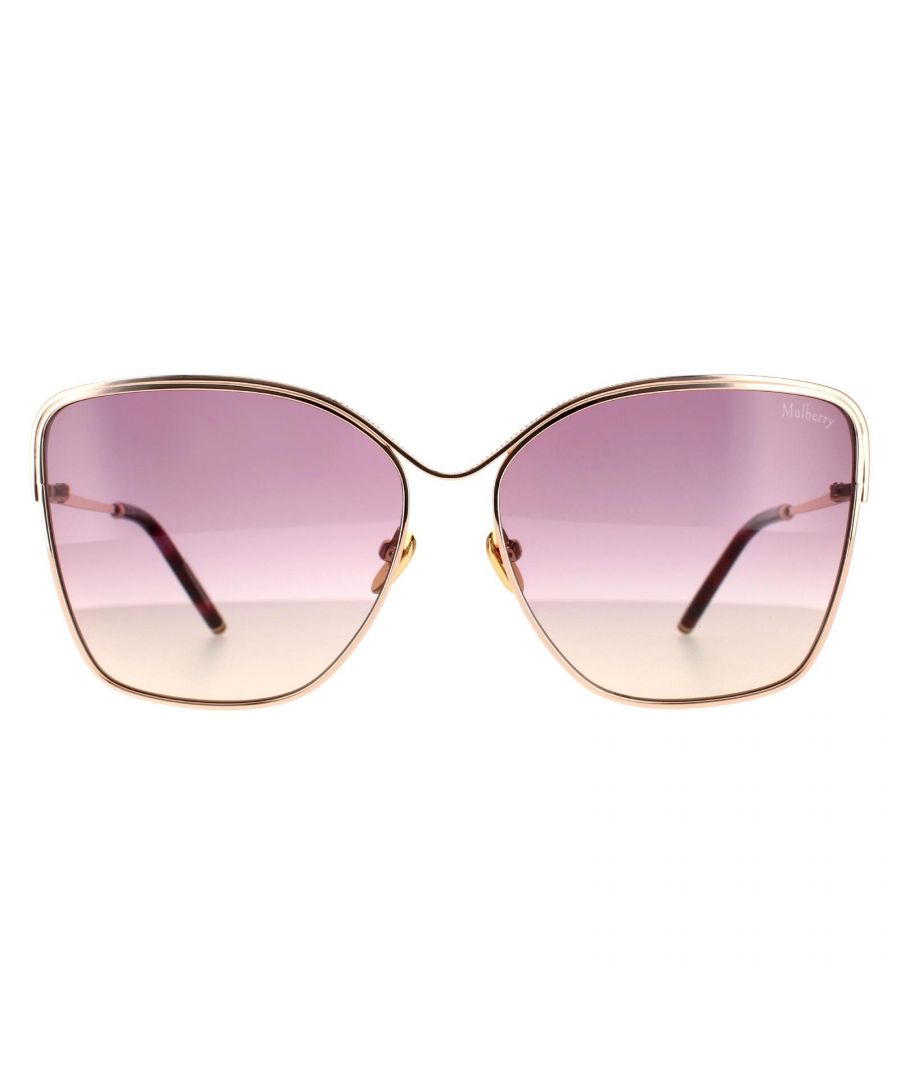 Mulberry Square Womens Shiny Copper Gold Violet Yellow Gradient Sunglasses SML040 are a lightweight thin metal frame with the square shaped lenses giving a fashionable modern style. Adjustable nose pads allow for a personalised fit while the Mulberry logo appears along the temples for brand authenticity.
