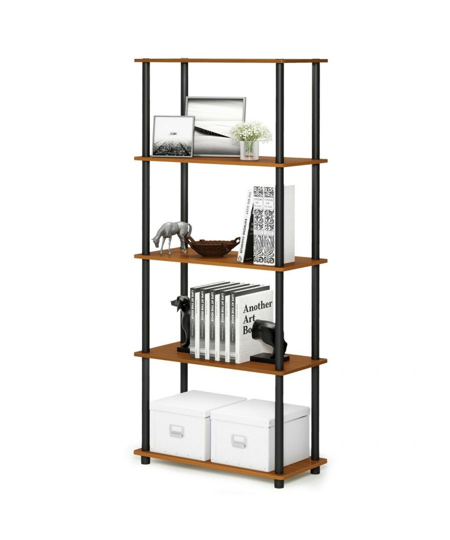 - Furinno Turn-N-Tube Series storage shelves comes in 2-3-4-5-Tiers and variety of width and depth. \n- This series is designed to meet the demand of fits in space, fits on budget and yet durable and efficient furniture.\n- It is proven to be the most popular RTA furniture due to its functionality, price, and the no hassle assembly.\n- There are no screws involved, thus it is totally safe to be a family project. Just turn the tube to connect the panels to form a storage shelf. \n- Care instructions: Wipe clean with clean damped cloth. Avoid using harsh chemicals.