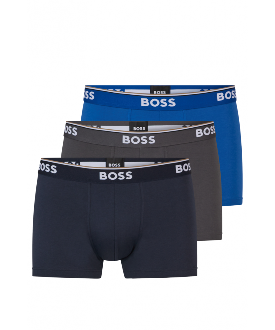 Refresh your essentials with this three-pack of classic boxer trunks from BOSS crafted from super soft and breathable stretch cotton. Featuring elasticated waistbands and contrast logo details for a signature finish.Three Pack, Stretch Cotton, Elasticated Waistband, 95% Cotton & 5% Elastane, BOSS Branding.