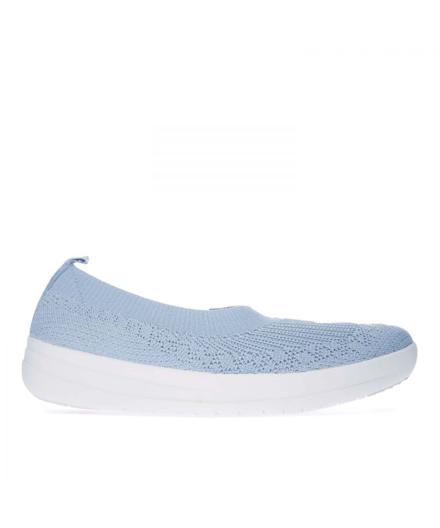 Womens Fitflop Uberknit Ballet Pumps in light blue.- Textile upper.- Pull on closure.- Anatomically contoured footbed. - Anatomicush technology.- Rubber sole.- Textile upper  Textile lining  Synthetic sole. - Ref: H95897