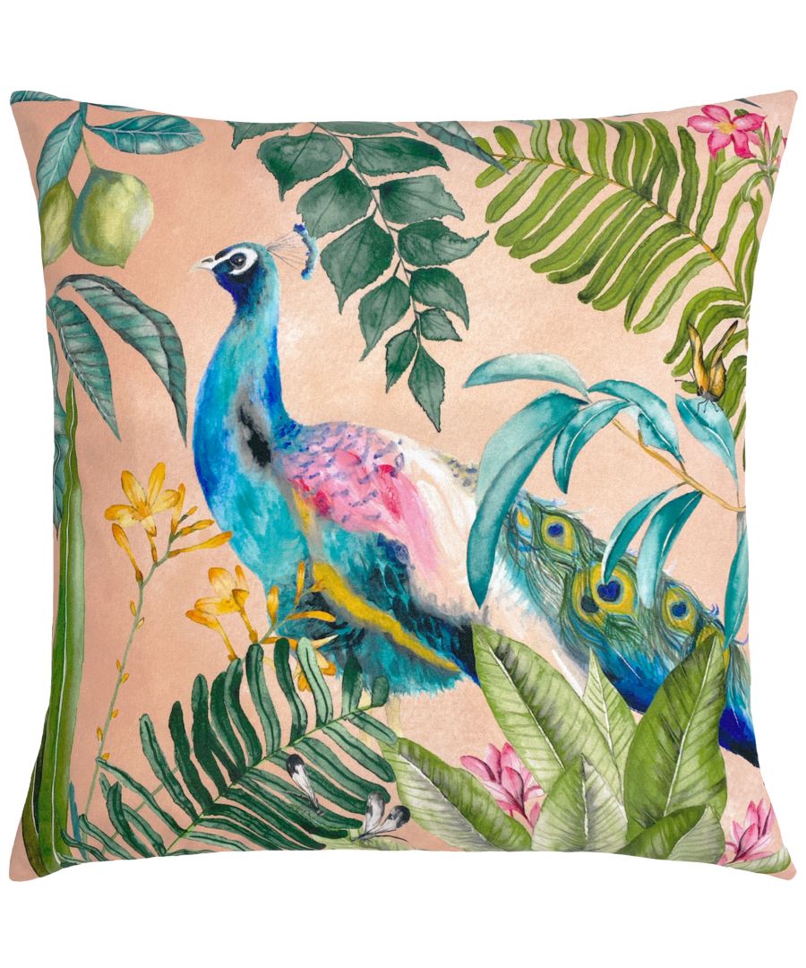 Featuring a beautifully detailed Peacock amongst tropical foliage, on a water resistant polyester, the Peacock cushion is the perfect addition to your outdoor space.