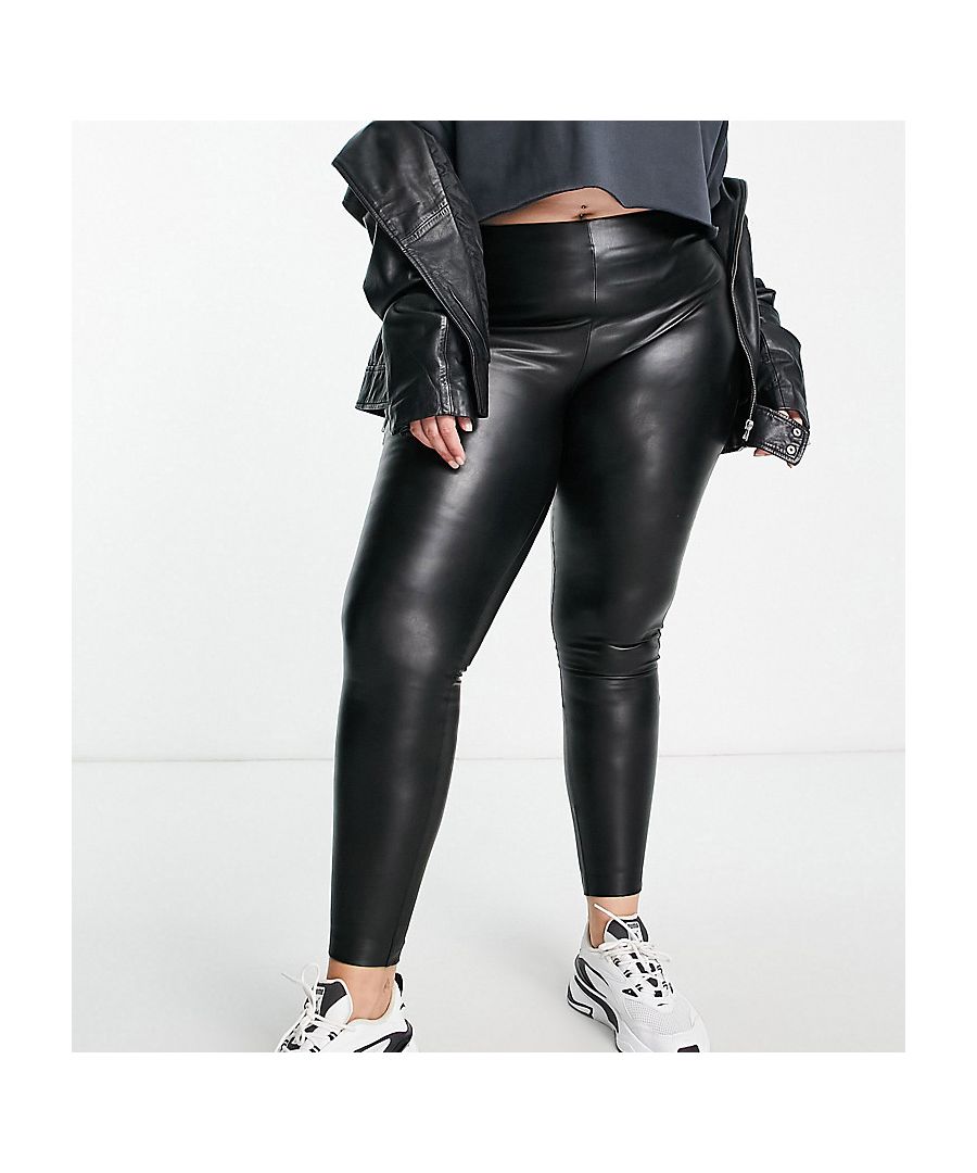 Leggings by Only Curve Next stop: checkout High rise Elasticated waistband Bodycon fit Sold by Asos
