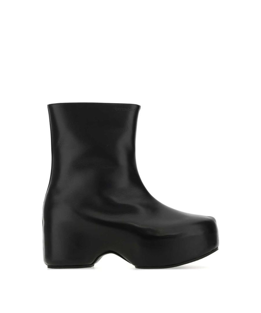 Black leather C Clog boots
