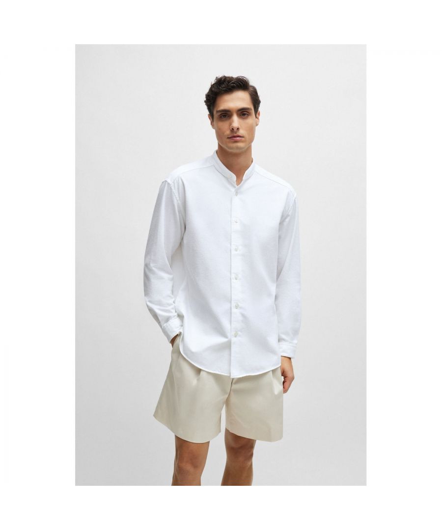 Men's Boss C-Cole Collarless Shirt in White