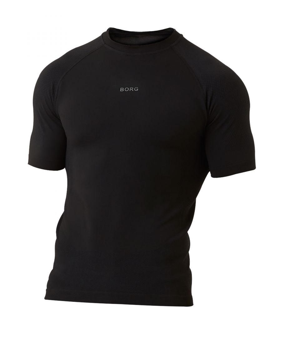 Bjorn Borg Björn - Mens Short Sleeve Seamless Running T-Shirt - Black - Size Medium