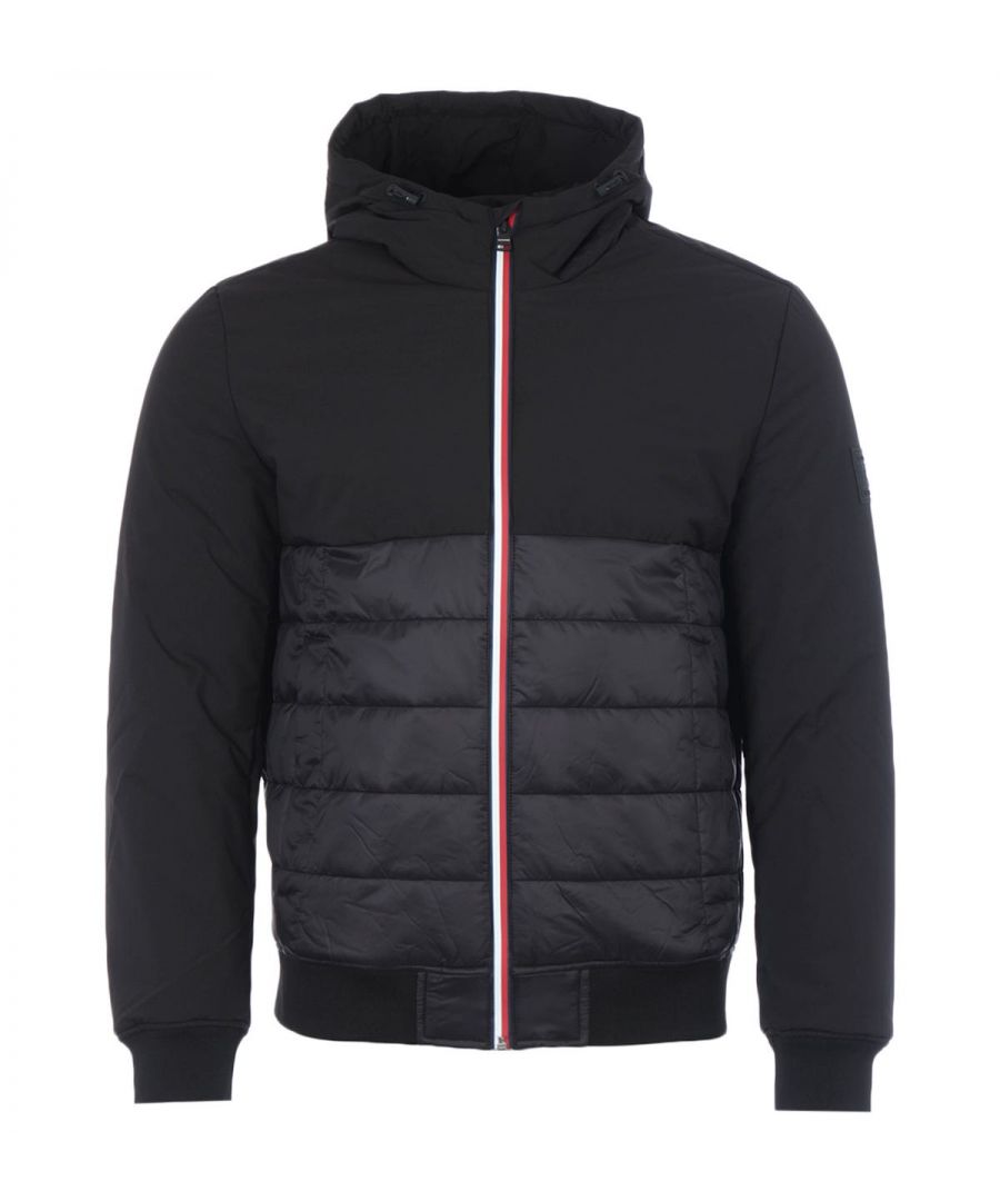 Image for Tommy Hilfiger Mixed Media Padded Hooded Jacket - Black