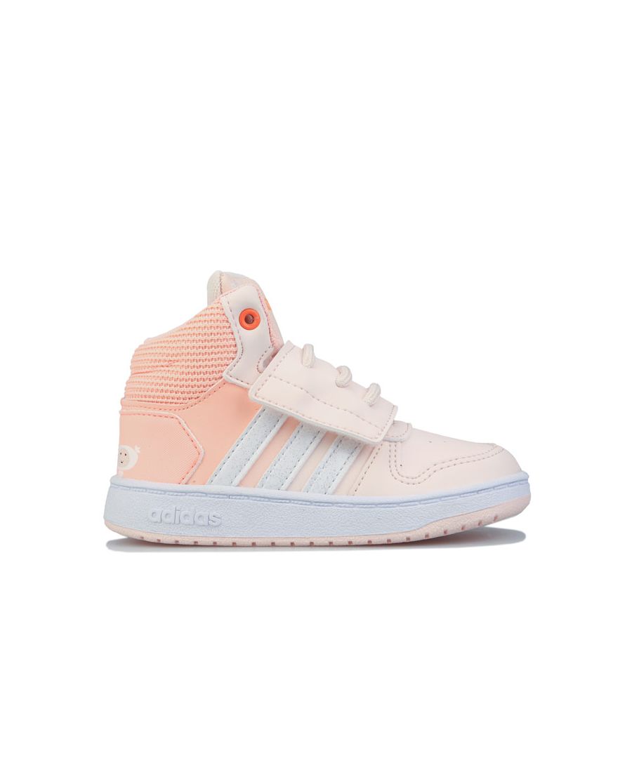 Image for Girl's adidas Infant Hoops 2.0 Mid Trainers in Pink white