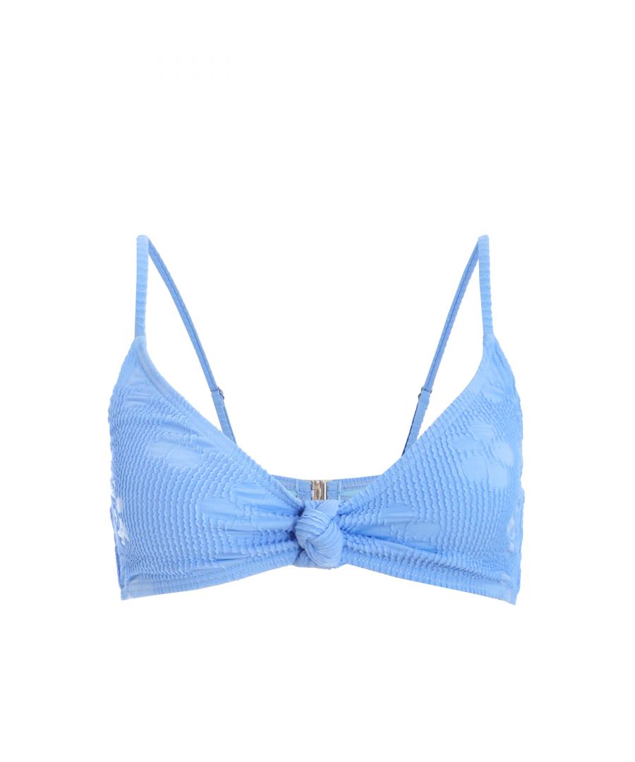 Quiz Womens Blue Crinkle Knot Bikini Top - Light Blue - Size Small