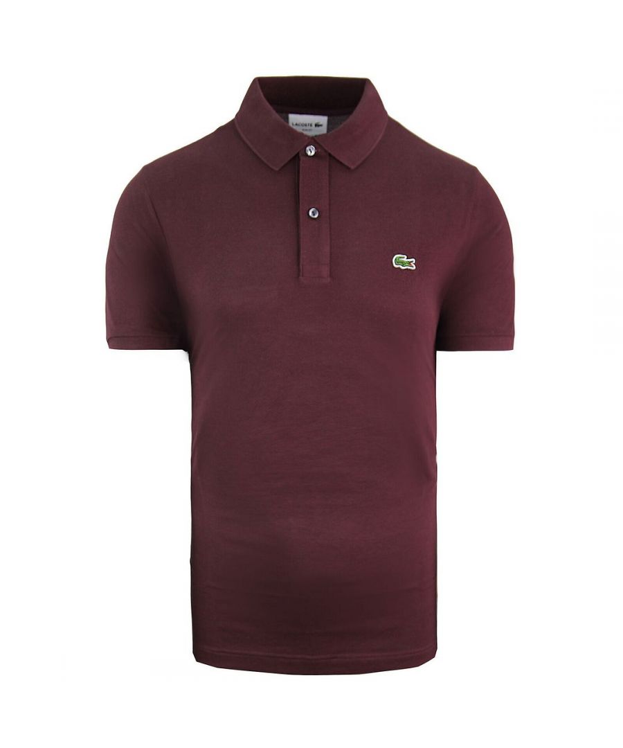 Lacoste Slim Fit Short Sleeve Collared Burgundy Mens Polo Shirt PH4012 Y29