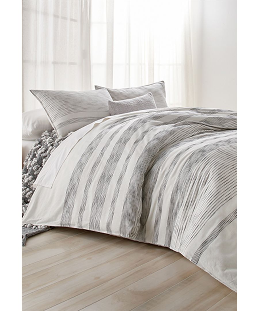 Pure Woven Stripe is a modern bedding choice, In a woven horizonal stripe on an off white ground with black stripes, Standard pillowcaes can be purchased seperately. 180 Thread Count, Made in India.