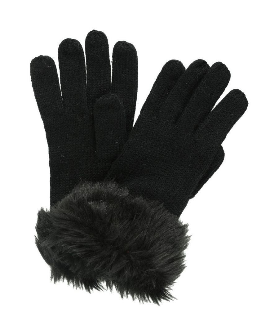Image for Regatta Womens/Ladies Luz Jersey Knit Fur Trimmer Warm Winter Gloves