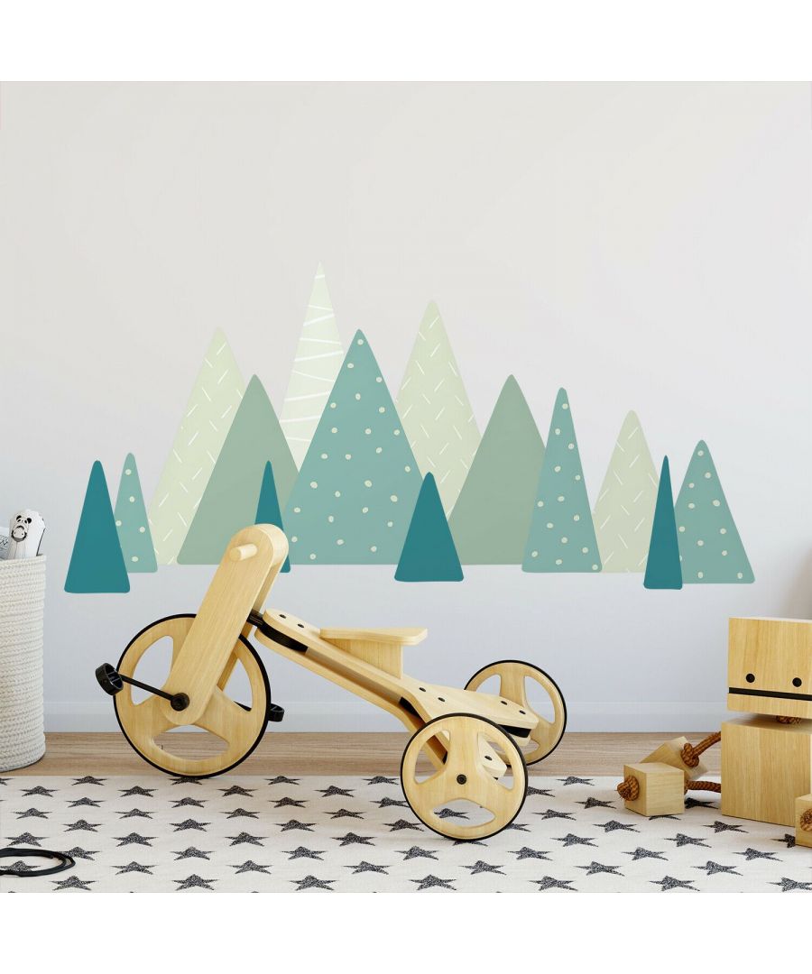 Image for Scandinavian Mountains Wall Stickers - Green Pattern Kids Room, nursery, children's room, boy, girl 125 cm x 65 cm