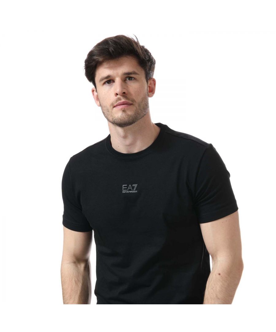 Emporio Armani EA7 T-shirt met logo midden op de borst voor heren, zwart