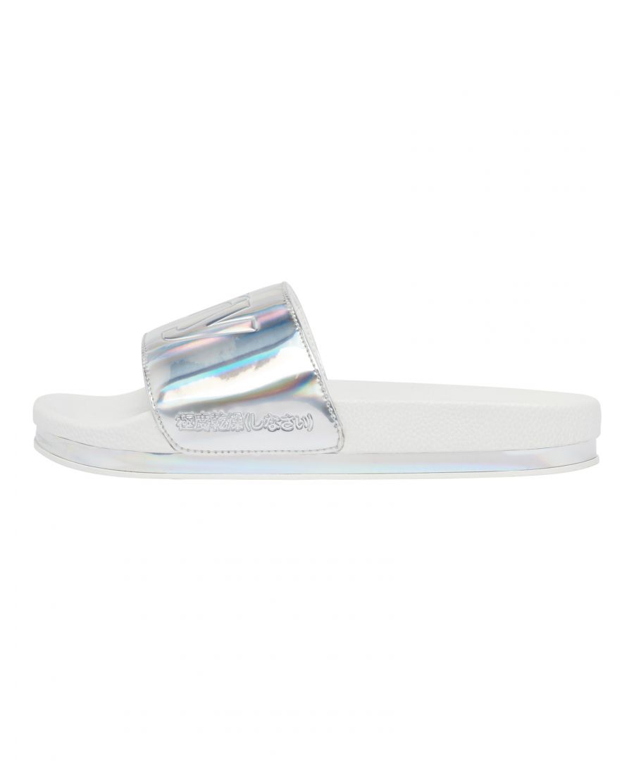 Superdry women's Arizona Flatform Sliders. Stay one step ahead of the trend this season with these stylish Flatform sliders. Perfect for wearing by the pool or pairing with shorts. These feature a moulded sole, padded strap for comfort and a thick sole for extra lift. These are finished with an embossed Superdry logo on the strap with a holographic design across the strap.S - UK 3-4, EU 36-37, US 5-6M - UK 5-6, EU 38-39, US 7-8L - UK 7-8, EU 40-41, US 9-10
