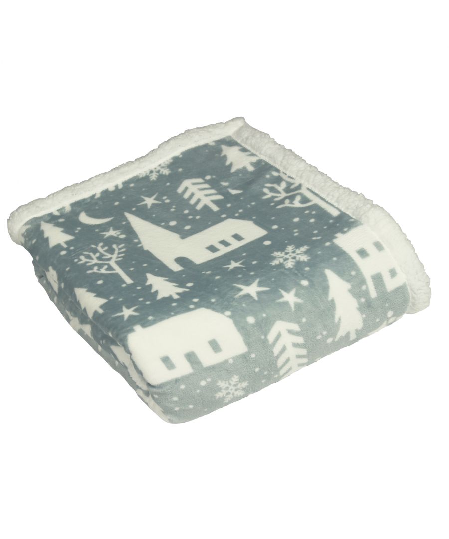 Walking in a winter wonderland! Take a walk though a winter wonderland with this fleece throw. Surround yourself with glistening snow, quaint cottages and twinkling stars. Created with luxurious 230gsm microfleece for a super soft front that emanates an opulent sheen. With a 230gsm sherpa reverse in a optic white you'll be keeping toasty warm all night long.