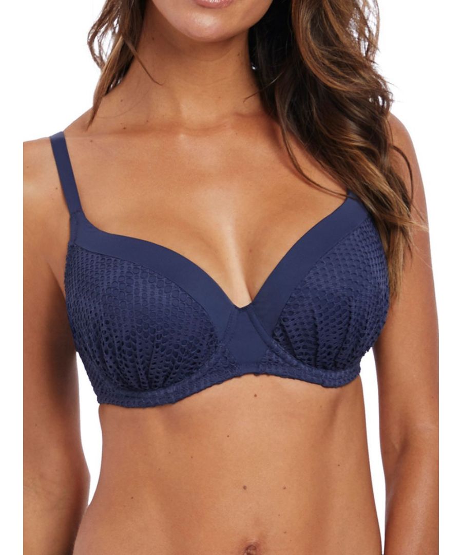 Fantasie Womens Marseille Moulded Gathered Bikini Top - Blue Polyamide - Size 38FF