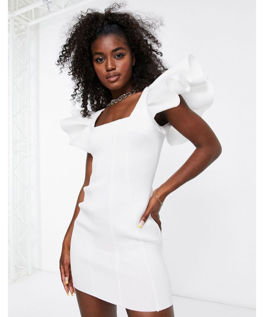 Dresses by Miss Selfridge A round of applause for the dress Square neck Frill sleeves Bodycon fit Sold by Asos
