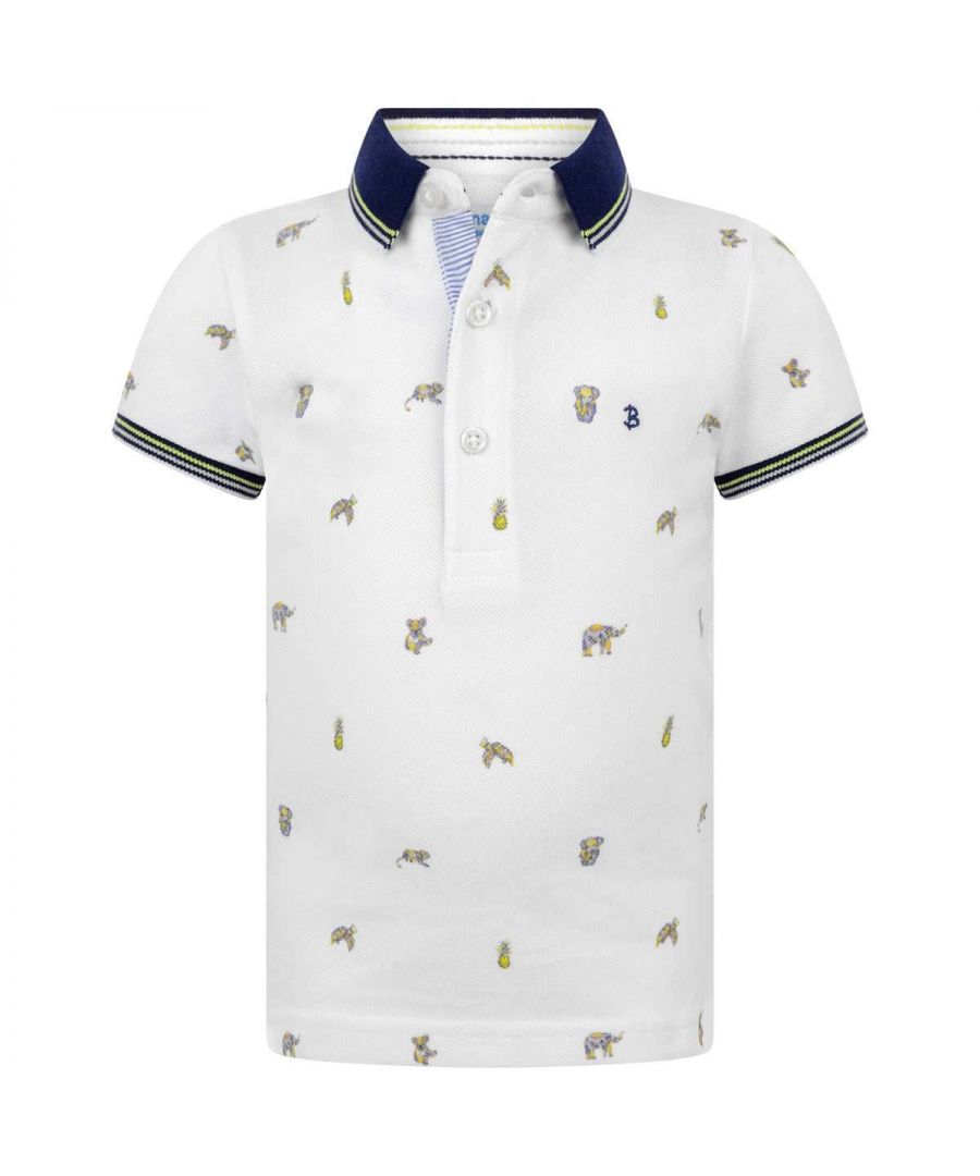 Mayoral Baby Boys White Pique Polo Top - Size 18M