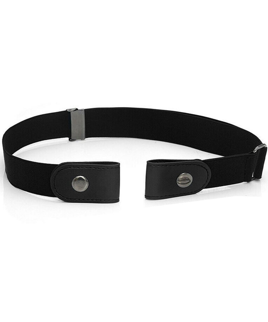 Mens Womens Elasticated Buckle Free Belts\n\nAdjustable- Slide the Metal Bar on the Belt\n\nSnap Button Design- Easy to Put on and Take off\n\nCrafted From Elastic and Polyurethane 