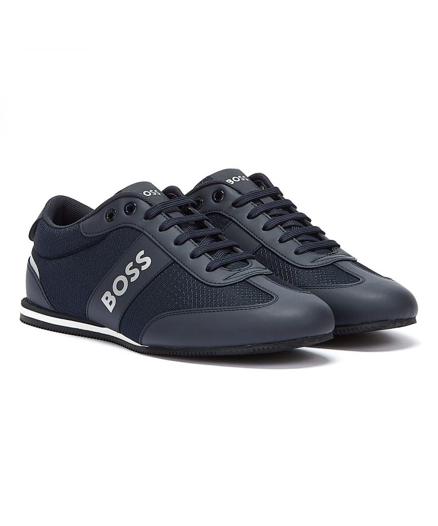 Low-profile trainers by BOSS. Featuring a contrast logo at the side panel, these sporty trainers are crafted from a mix of rubberised material and mesh for hybrid appeal. A memory-foam insole and branded lace loop add the finishing touches.