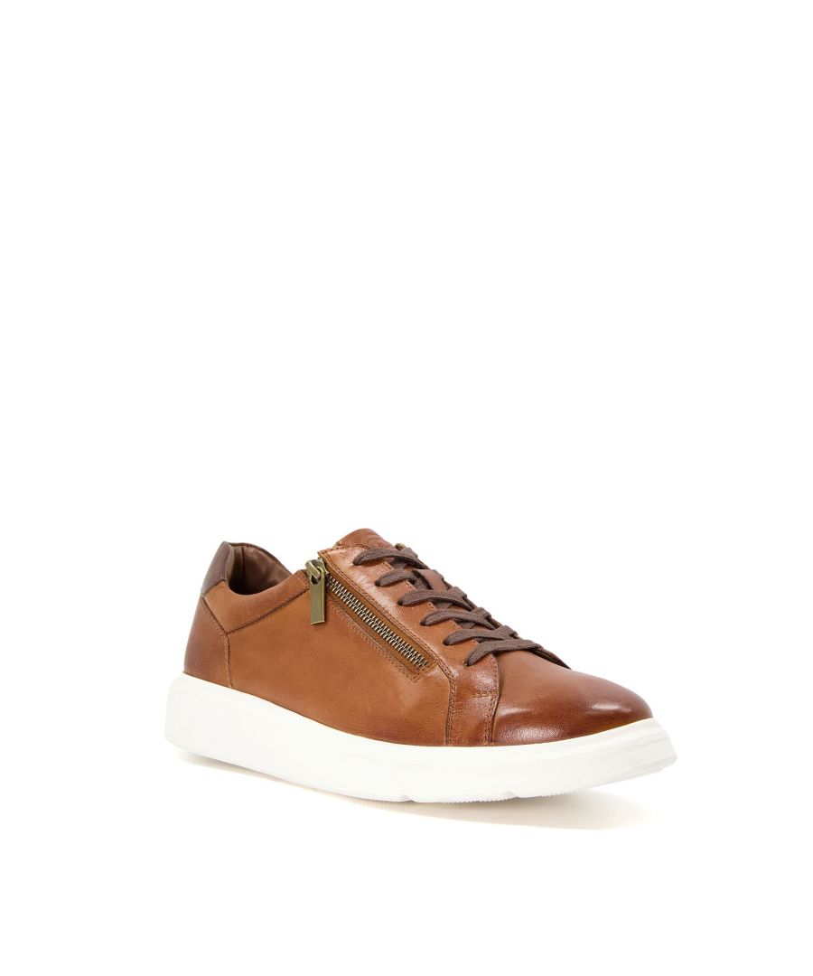 A versatile pair of leather cup-sole trainers that combine sporty and smart styling
