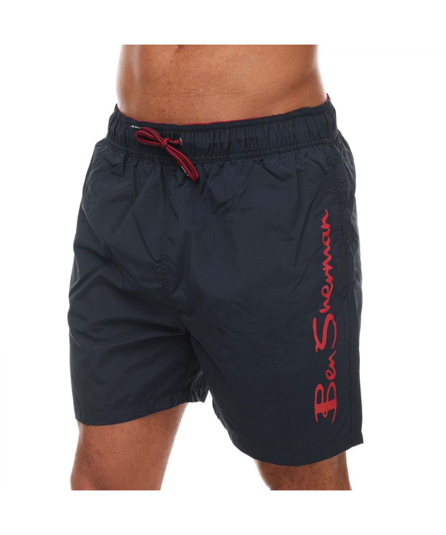 Ben Sherman Mens Boulders Beach Swim Shorts in Navy - Blue - Size Small