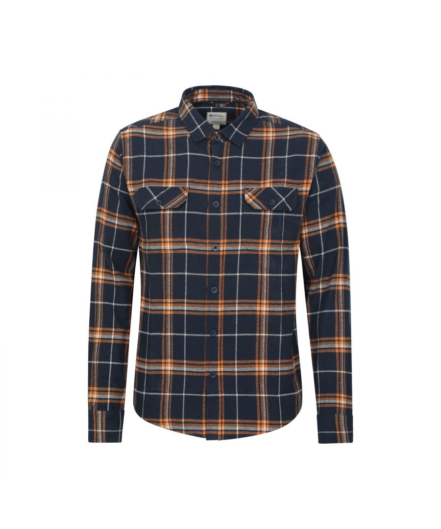 Mountain Warehouse Mens Trace Flannel Long-Sleeved Shirt (Bright Blue) Cotton - Size Small - Secret Sales