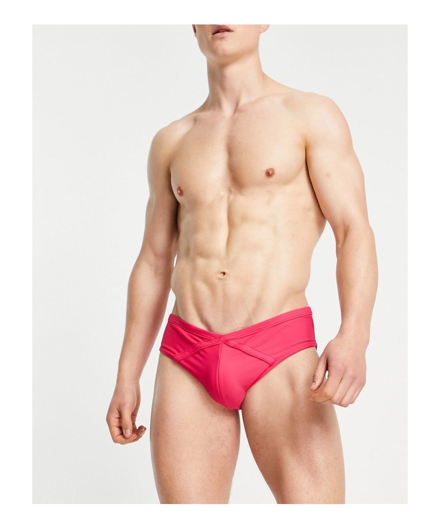 Swim briefs by ASOS DESIGN Pool intentions Plain design Cross-front detail Form-fitting cut  Sold By: Asos