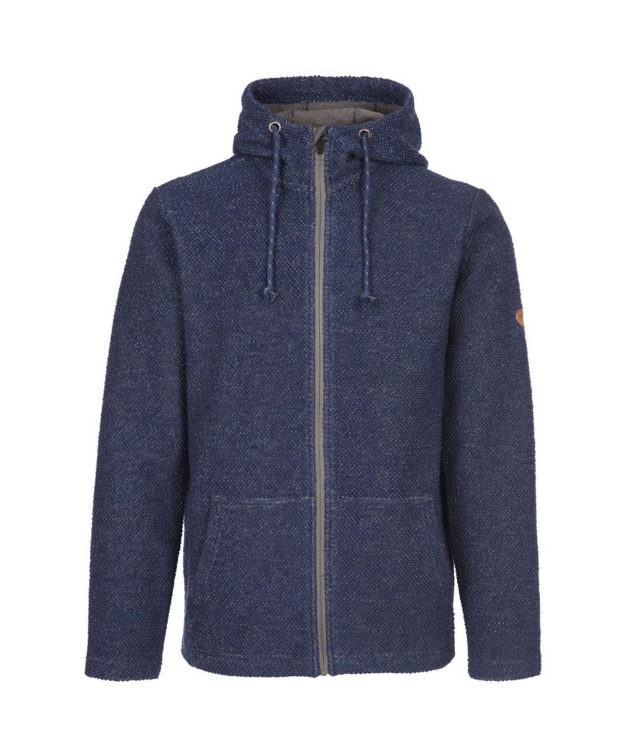 Material: 65% Cotton, 35% Polyester. Fabric: Fleece, Knitted, Soft Touch. 400gsm. Design: Logo, Marl, Textured. Hood Features: Drawcord. Neckline: Hooded. Sleeve-Type: Long-Sleeved. Pockets: 2 Front Pockets. Fastening: Full Zip.