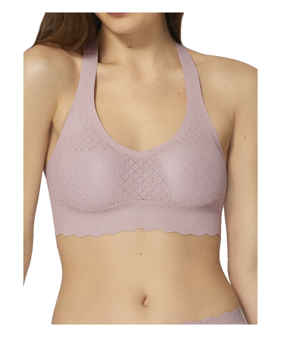 Sloggi ZERO Feel Lace Bralette Top. Lightly padded, wide straps and seamless finish. Product is made of 58% Polyamide, 42% Elastane and is machine washable.