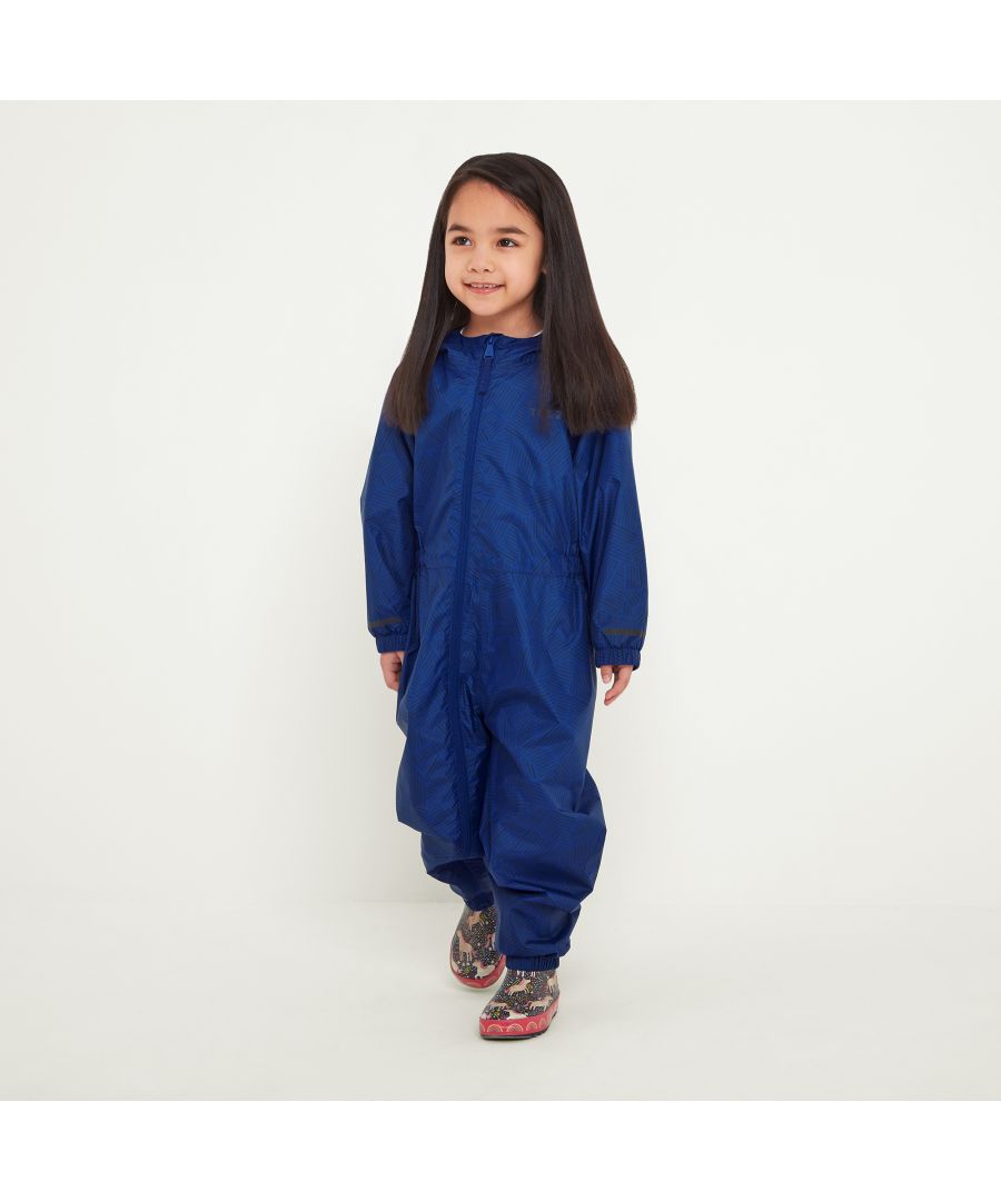 Rain won’t stop play when your child is encased in our Buxley rainsuit that is fully waterproof, breathable and windproof. This clever all-in-one suit is really easy to get on and off thanks to an easy glide taffeta lining, a zip that runs all the way from the neck down to the ankle and elasticated cuffs and hem. There are fully taped seams to stop water getting in and a durable water repellent coating that water beads off, so it will stand up to the wettest days. Designed by our team in West Yorkshire in fun colours and designs inspired by nature, Buxley has a fixed elasticated hood with an adjuster tab at the back and reflective strips above the cuffs and on the back that stand out against car lights for safety. The finishing touch is a printed TOG24 logo on the chest.