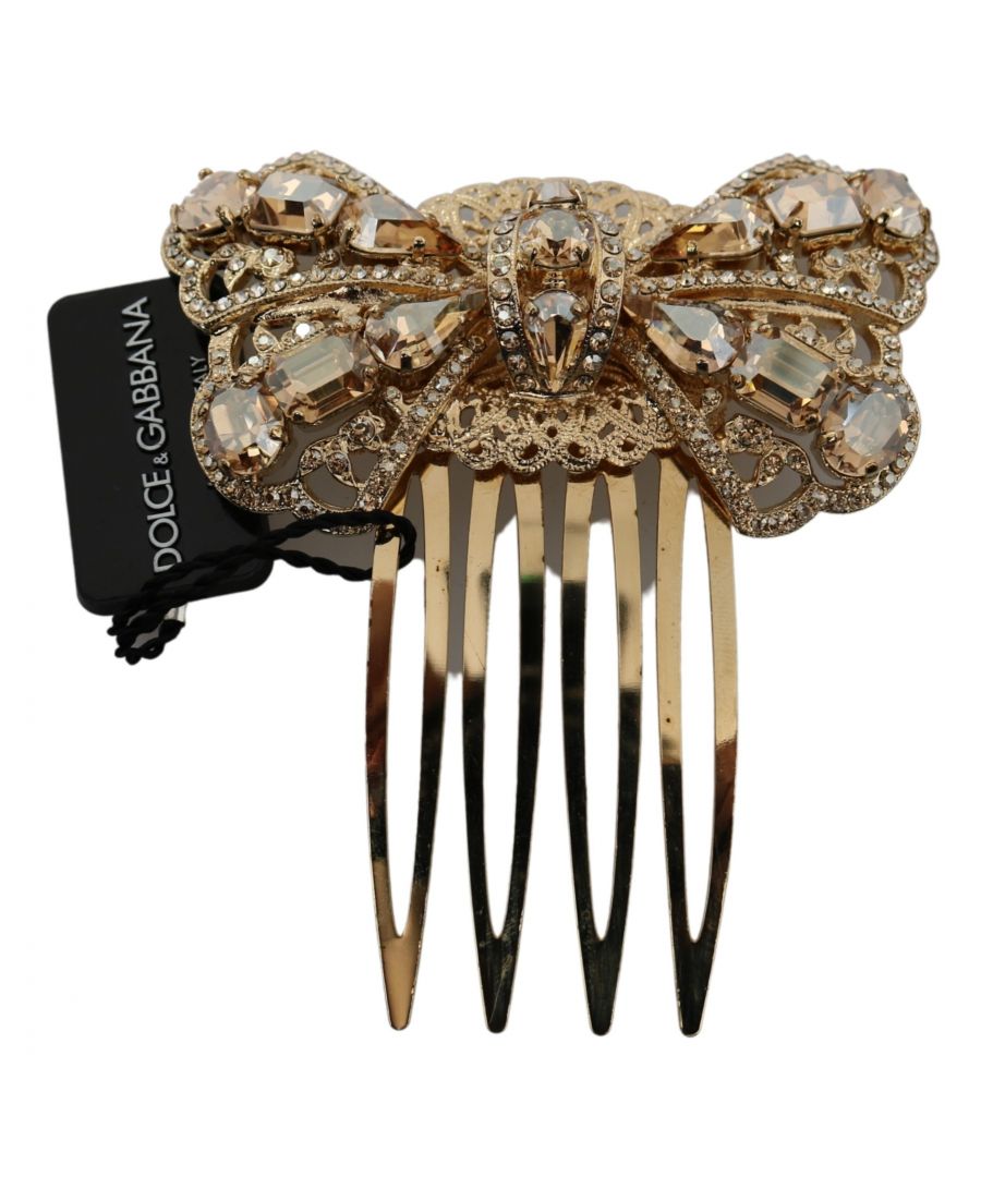 Image for Dolce  Gabbana Gold Brass Clear Crystal Hair Stick Accessory Comb