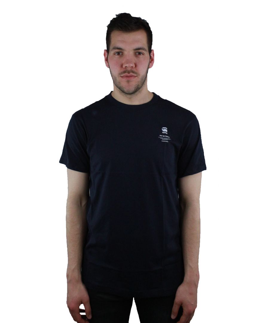 G-Star Brandan OT R T  D02669.8415.4213 T-Shirt. G-Star Navy Blue Short Sleeved Tee. 100% Cotton. Regular Fit. Graphic Design On Front. Art: D02669.8415.4213