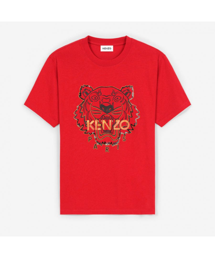 With its classic lines, iconic KENZO Tiger print and plain back, this piece a must-have for any masculine wardrobe.\nOrganic cotton classic T-shirt. Short-sleeved T-shirt. Round neck. 3D print Tiger on front.