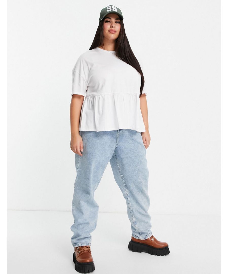 Plus-size top by ASOS DESIGN Add-to-bag material Crew neck Drop shoulders Smock style Oversized fit Sold by Asos