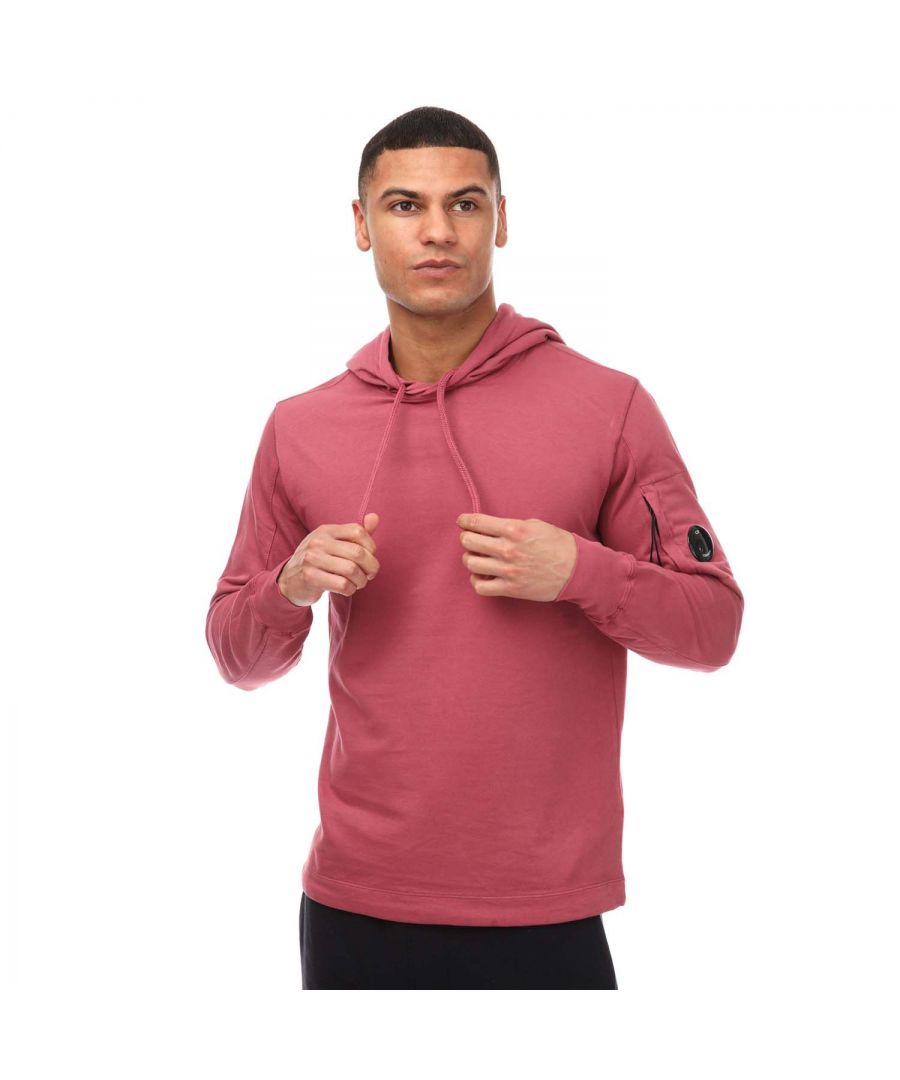 C.P. Company Mens Light Fleece Hoodie in Pink Cotton - Size Large