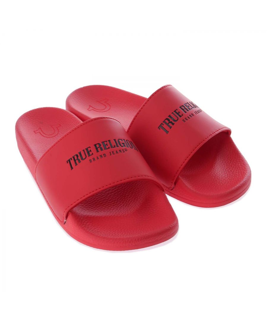 True Religion baslippers met arch-logo voor heren, rood