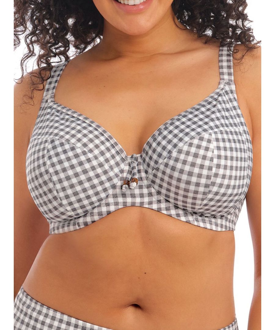 Elomi Womens Checkmate Plunge Bikini Top Grey Marl Polyamide - Size 38DD