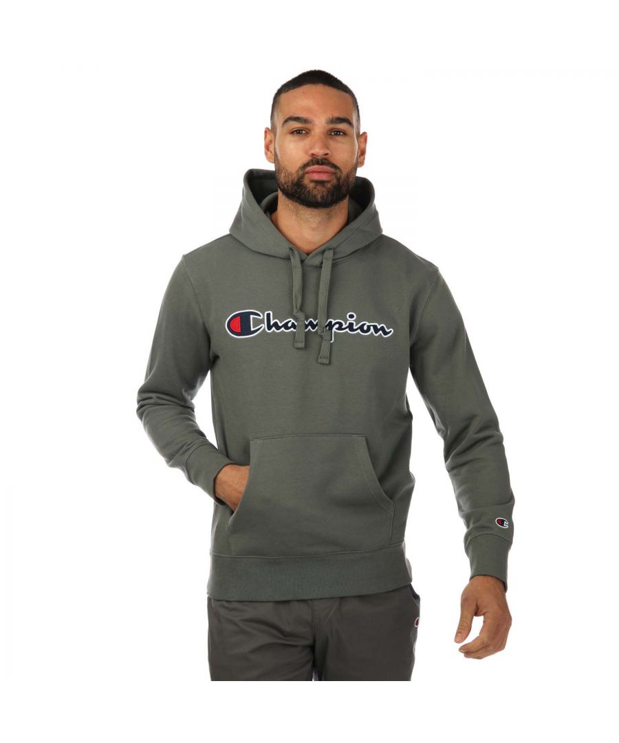 Champion hoodie met geborduurd script-logo voor heren, grijs