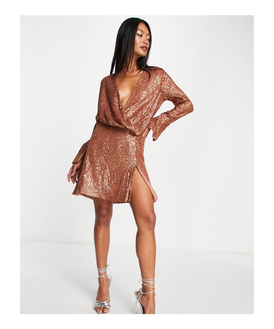 Dress by ASOS DESIGN It's a yes from us Plunge neck Thigh-high split Button-keyhole back Regular fit  Sold By: Asos