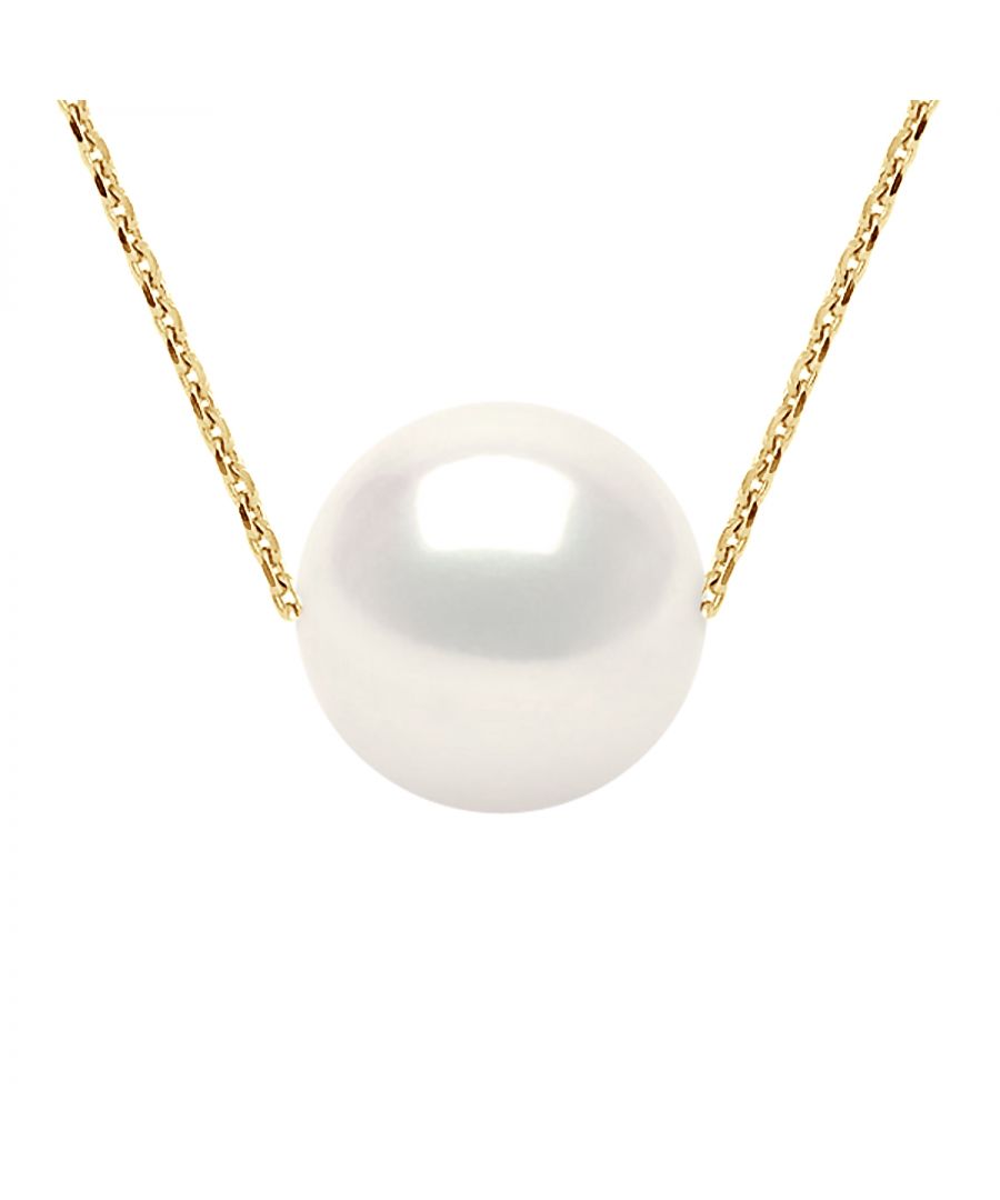 Necklace of true Cultured Freshwater Pearls 11-12 mm - Natural White Color mesh chain Gold 750 Length 42 cm , 16,5 in - Our jewellery is made in France and will be delivered in a gift box accompanied by a Certificate of Authenticity and International Warranty