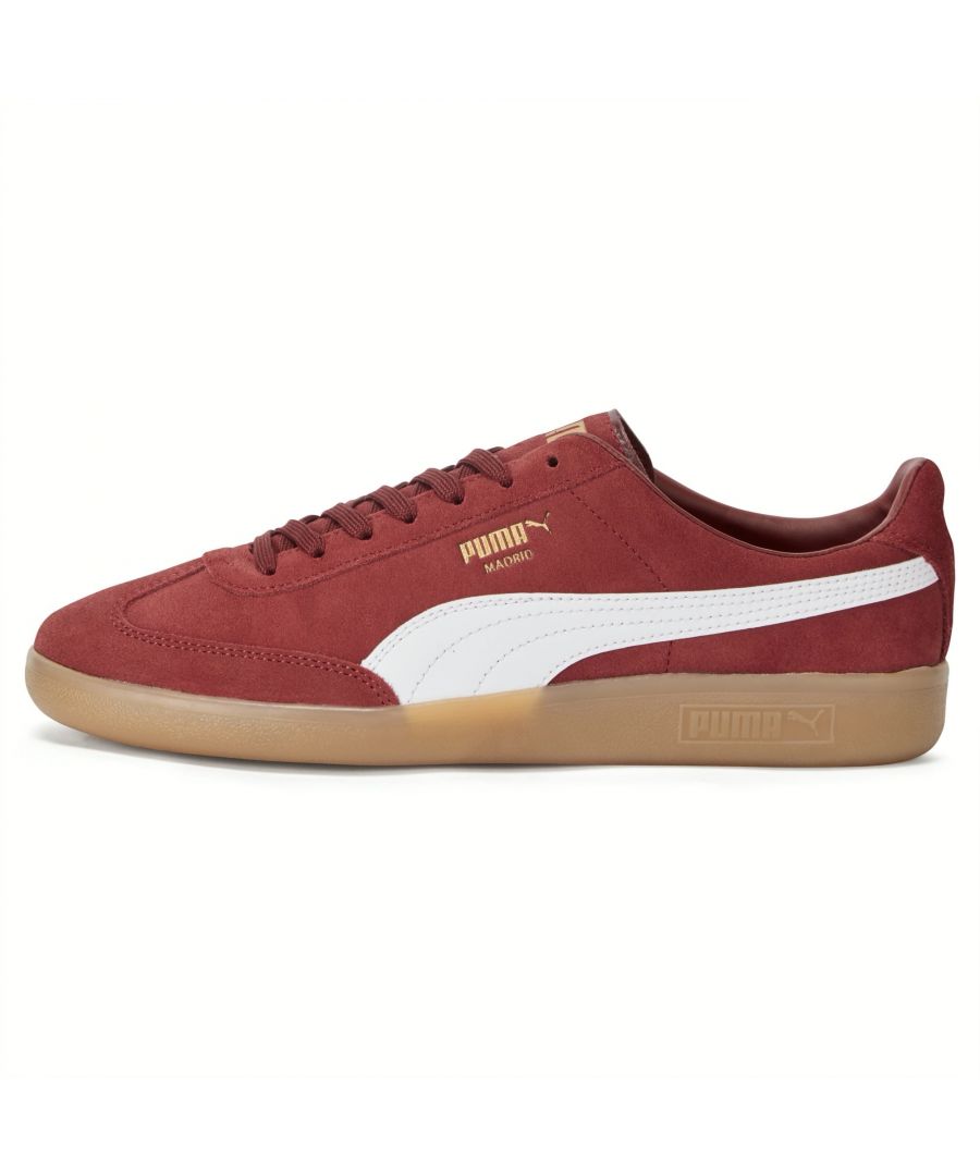 Mens Puma Madrid SD Trainers in red white.- Suede upper with leather overlays.- Lace fastening.- Suede tongue.- Leather PUMA Formstrip.- Madrid branding on quarter.- EVA midsole.- Rubber outsole.- Suede Upper  Textile Lining  Synthetic Sole.- Ref:38435606