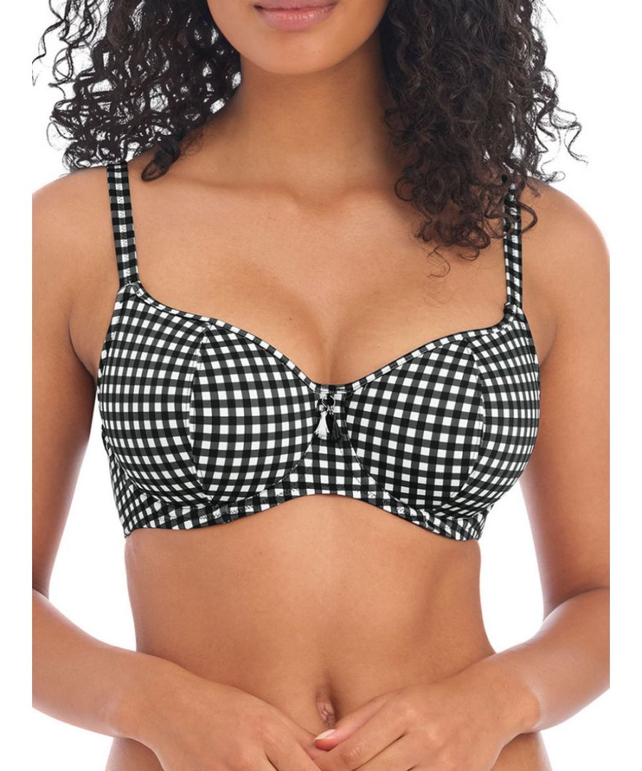 Freya Womens Check In Sweetheart Bikini Top - Black Nylon - Size 34DD