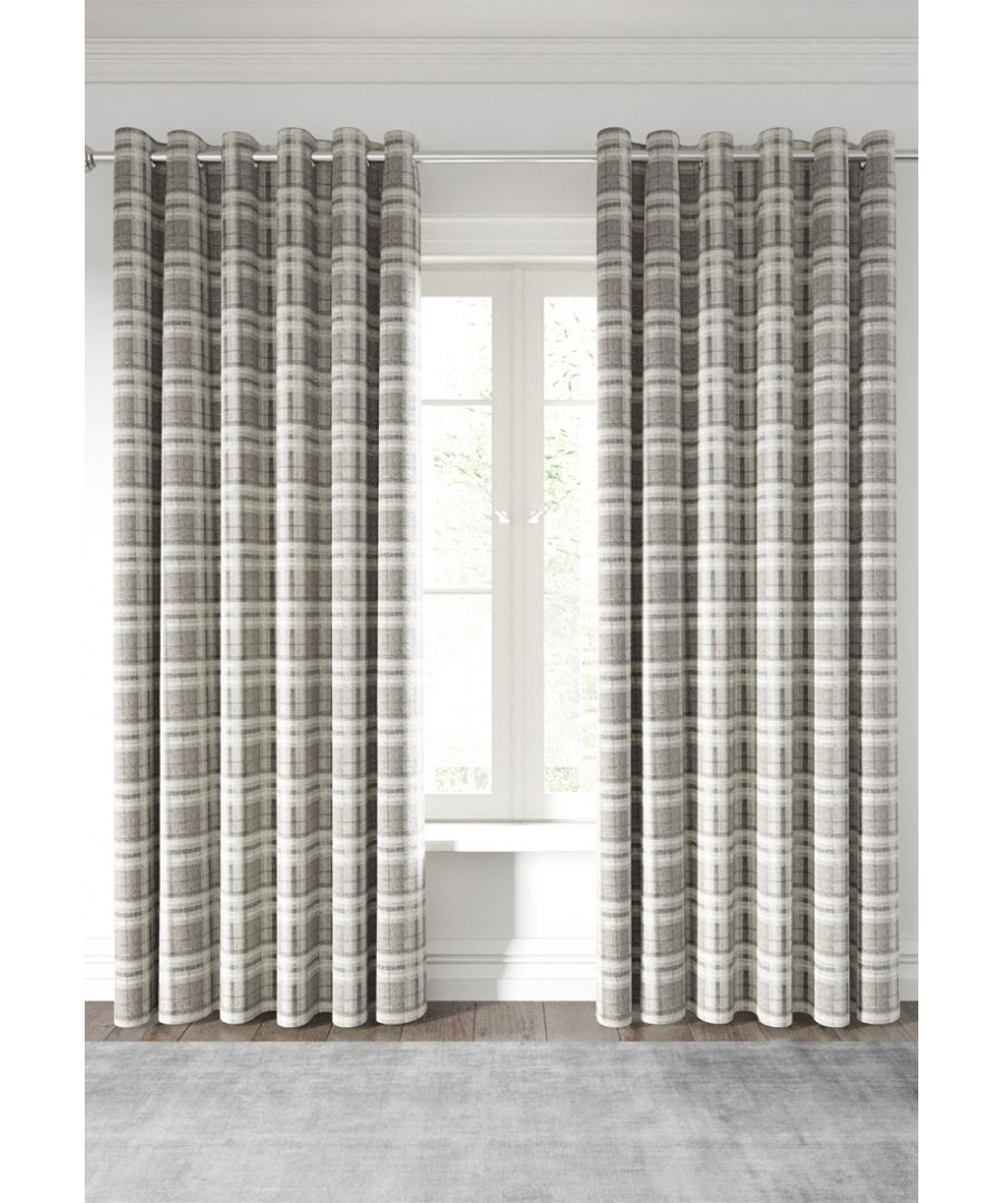 Harriet presents a timeless check curtain collection in four colourways all beautifully woven to add sophistication to your windows. Available in a choice of blush and grey, grape and linen, chartreuse and grey or rich mocha. Completed with matte silver eyelets for a contemporary feel. 100% polyester with 100% polyester lining in ivory. Dry Clean Only. Made in China